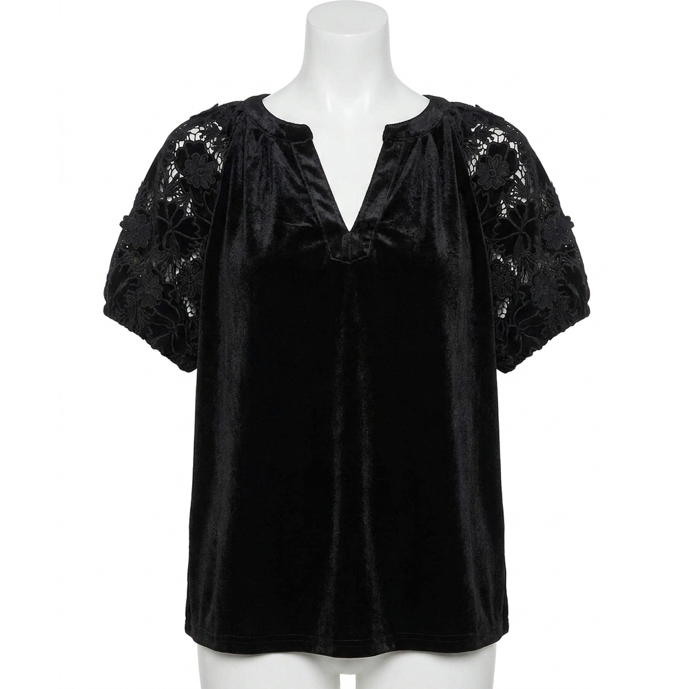 NEW UMGEE velvet and appliques top in black